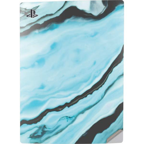 Aqua Blue Marble Ink PS5 Digital Edition Console Skin